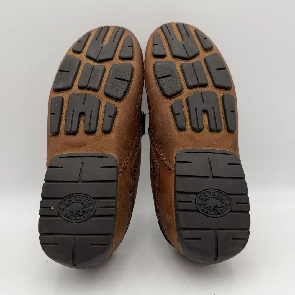 H.S. Trask Cobbler driving loafers men's 11.5 M cognac brown leather moc toe